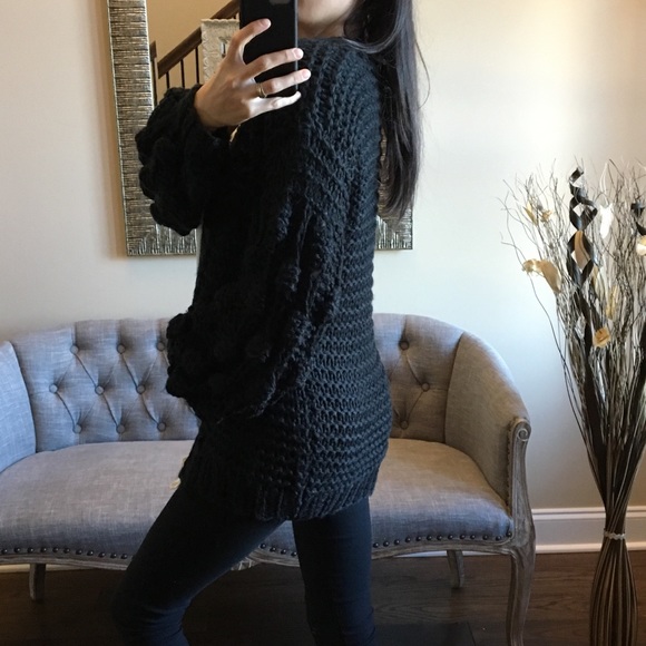 Black Pom Pom Cardigan - Picture 6 of 7